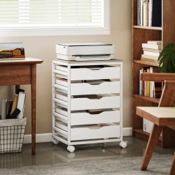 Caisson de bureau blanc 5 tiroirs mobile 50 × 40 cm