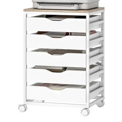 Caisson de bureau blanc 5 tiroirs mobile 50 × 40 cm