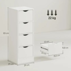 Meuble de salle de bain blanc à 4 tiroirs avec poignées