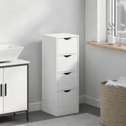 Meuble de salle de bain blanc à 4 tiroirs avec poignées