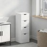 Meuble de salle de bain blanc à 4 tiroirs avec poignées