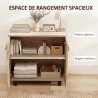 Buffet bas sur roulettes 60 × 35 × 65 cm avec 2 portes