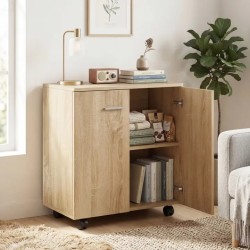 Buffet bas sur roulettes 60 × 35 × 65 cm avec 2 portes