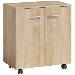 Buffet bas sur roulettes 60 × 35 × 65 cm avec 2 portes
