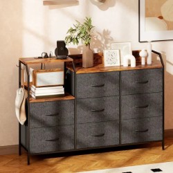 Commode 8 tiroirs en tissu avec station de recharge USB