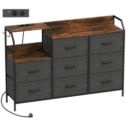 Commode 8 tiroirs en tissu avec station de recharge USB