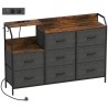 Commode 8 tiroirs en tissu avec station de recharge USB