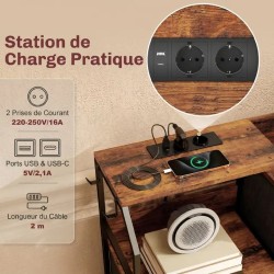 Commode 8 tiroirs en tissu avec station de recharge USB