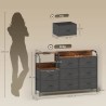 Commode 8 tiroirs en tissu avec station de recharge USB