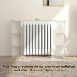 Cache-Radiateur à Lattes avec Étagères Ouvertes