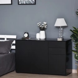 Buffet de Rangement Noir 2 Tiroirs et 3 Portes