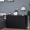 Buffet de Rangement Noir 2 Tiroirs et 3 Portes