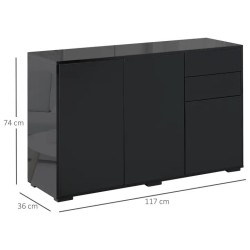 Buffet de Rangement Noir 2 Tiroirs et 3 Portes