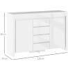 Buffet Salon Blanc LED – Meuble de Rangement 4 Tiroirs