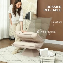 Fauteuil Relax Beige Capitonné – Design Élégant et Confortable