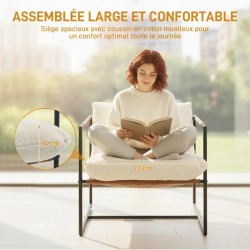 Fauteuil Salon Bouclette Crème – Design Moderne et Confortable