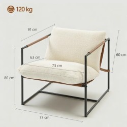 Fauteuil Salon Bouclette Crème – Design Moderne et Confortable