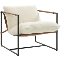 Fauteuil Salon Bouclette Crème – Design Moderne et Confortable