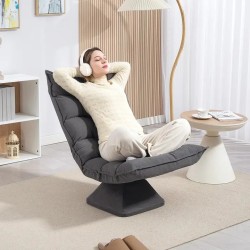 Fauteuil Relax Pivotant 360° Gris Chiné – Design Capitonné