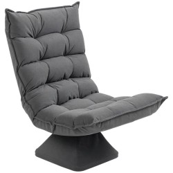 Fauteuil Relax Pivotant 360° Gris Chiné – Design Capitonné