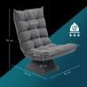 Fauteuil Relax Pivotant 360° Gris Chiné – Design Capitonné