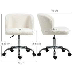 Chaise de Bureau Blanche en Toison – Réglable et Pivotante