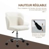 Chaise de Bureau Blanche en Toison – Réglable et Pivotante