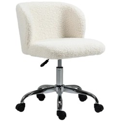 Chaise de Bureau Blanche en Toison – Réglable et Pivotante