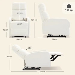 Fauteuil Relax Inclinable Teddy Crème – Confort & Douceur