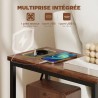Table d’Appoint avec Chargeur et 2 Tiroirs – Brun Rustique