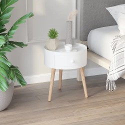 Table Basse Ronde Scandinave avec Tiroir – Design Élégant