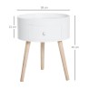 Table Basse Ronde Scandinave avec Tiroir – Design Élégant