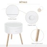 Table Basse Ronde Scandinave avec Tiroir – Design Élégant