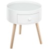 Table Basse Ronde Scandinave avec Tiroir – Design Élégant