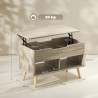 Table Basse Relevable Bois Naturel avec Rangement Caché