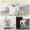 Table à Manger Pliante sur Roulettes Blanche 120 × 60 cm