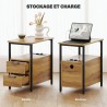 Table de Chevet en Bois avec 2 Ports USB et Tiroirs