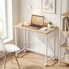 Bureau Pliant sur Roulettes 80 × 40 cm – Effet Chêne