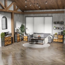Table de Chevet 2 Tiroirs en Tissu – Style Industriel