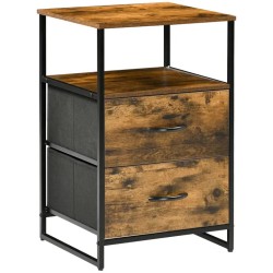 Table de Chevet 2 Tiroirs en Tissu – Style Industriel