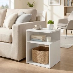 Table d’Appoint Blanche à 3 Niveaux – Design Moderne