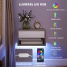 Lot de 2 Tables de Chevet Suspendues LED RGB – Teck
