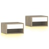 Lot de 2 Tables de Chevet Suspendues LED RGB – Teck