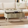 Table Basse Relevable Chêne 91 × 56 cm avec Rangement
