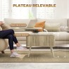 Table Basse Relevable Chêne 91 × 56 cm avec Rangement
