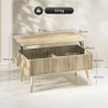 Table Basse Relevable Chêne 91 × 56 cm avec Rangement