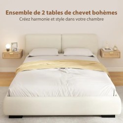 Lot de 2 Tables de Chevet Murales Chêne 40 × 30 × 15 cm
