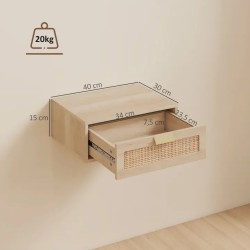 Lot de 2 Tables de Chevet Murales Chêne 40 × 30 × 15 cm