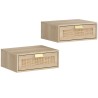 Lot de 2 Tables de Chevet Murales Chêne 40 × 30 × 15 cm