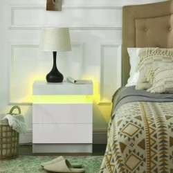 Table de Chevet LED RVB avec 2 Tiroirs – Design Moderne